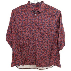 Visconti Black Shirt Mens XL Red Purple Paisley Long Sleeve Stretch Casual